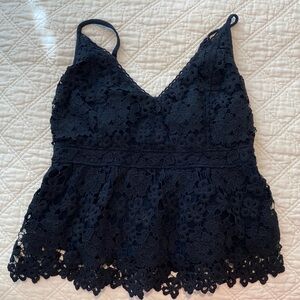 Abercrombie & Fitch Navy Floral Lace top